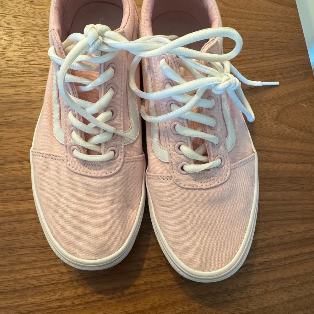 Vans Pink and White Canvas Sneakers Low-Top
